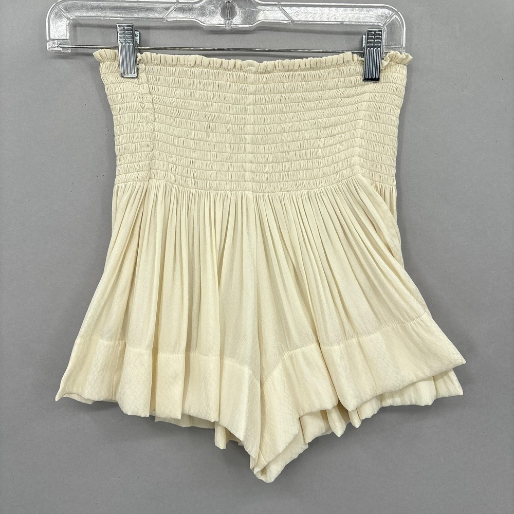 Koch Shorts Womens XS White Smocked High Waist Flowy Pleated Made In USA